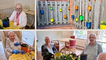 Upcycled tin cans turned into plant pots at Burntwood care home